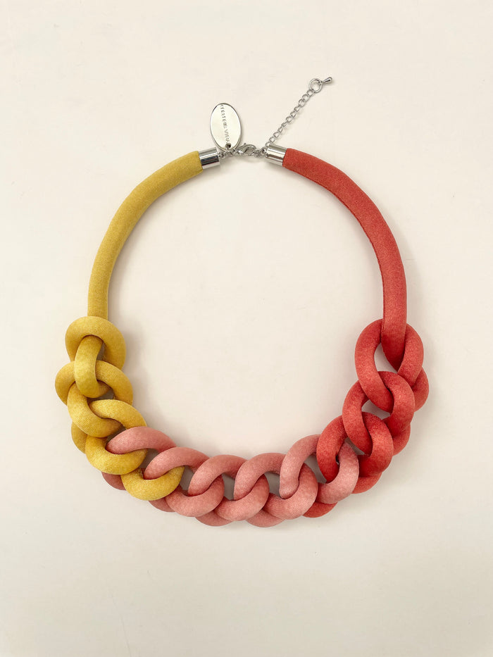 COLLAR CADENA degradé mostaza/rosa/terracota