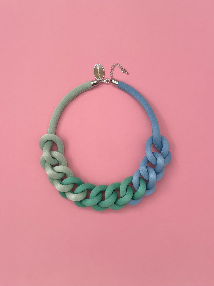 COLLAR CADENA degradé menta/celeste