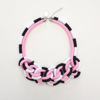 COLLAR CADENA DOBLE rosado/blanco con negro