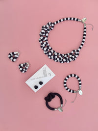 Collar Cadena - rayado blanco y negro