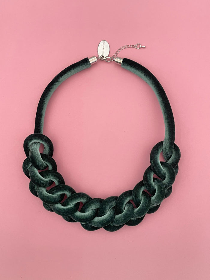 Collar Cadena terciopelo verde