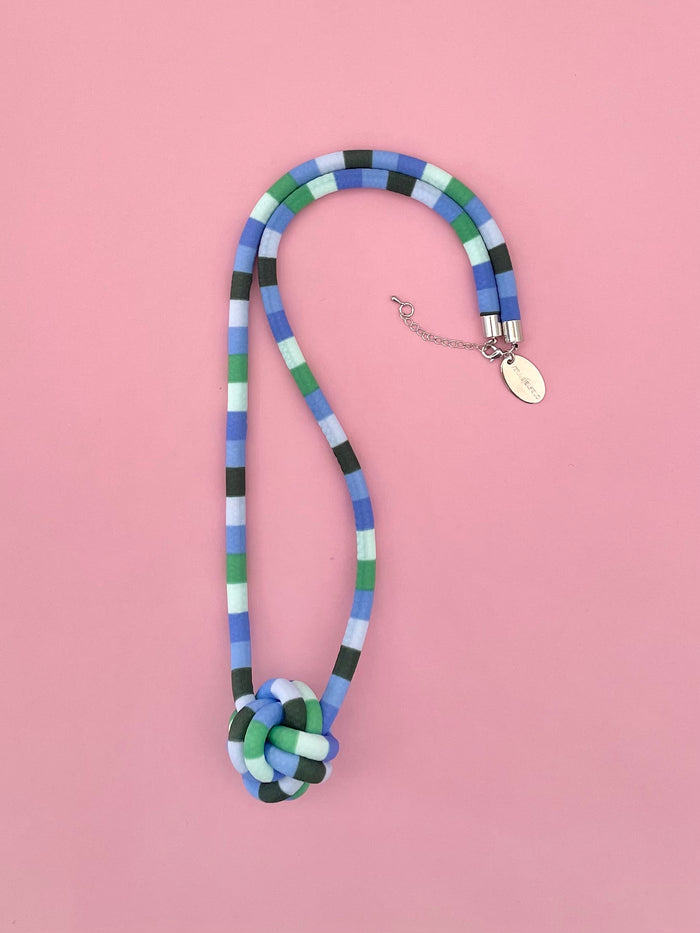 Collar Bola rayas verde/azul