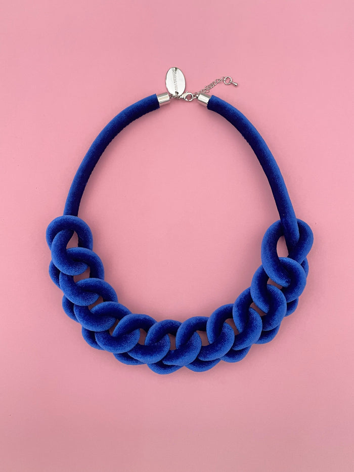 Collar Cadena terciopelo azulino