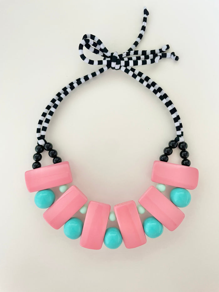 Collar Cuentas Resina rosado/menta