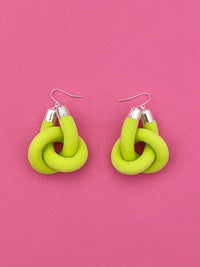 aros nudo colgante de tela verde limon 