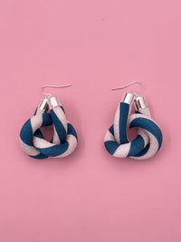 Aros Nudo Colgante - rayado azul petróleo / crema