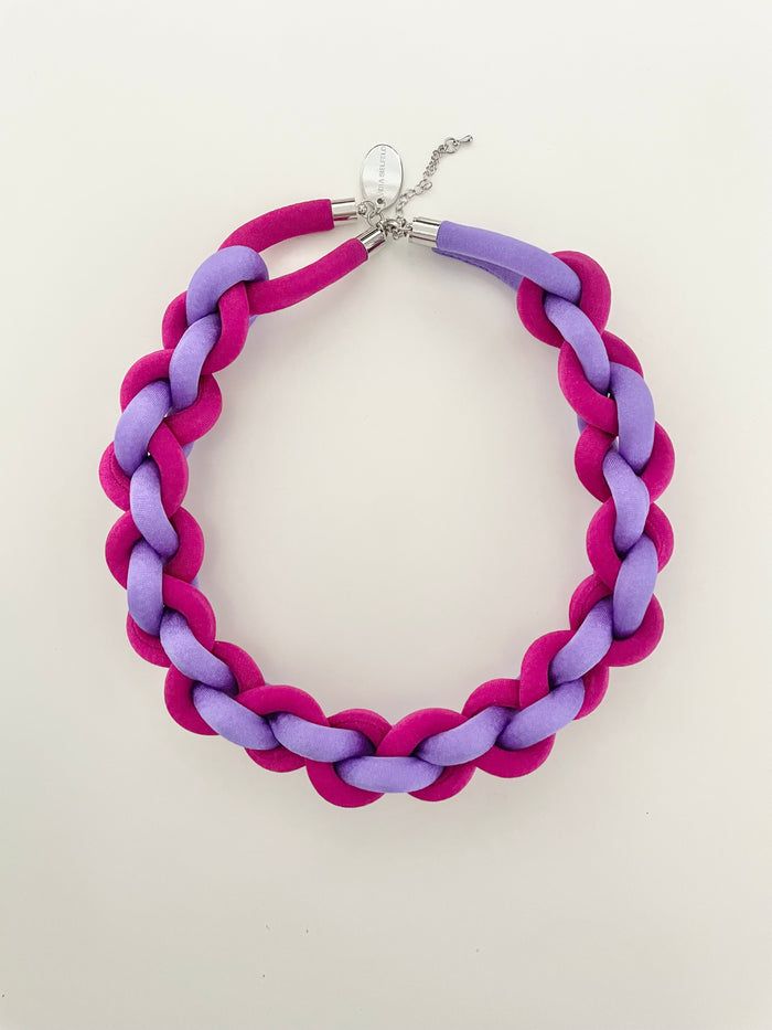 Collar Bicolor Trenzado - lila/magenta