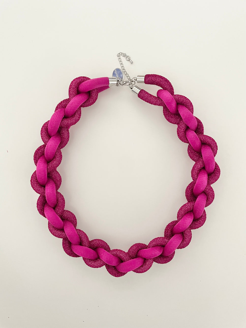 Collar Bicolor Trenzado - magenta/magenta lurex