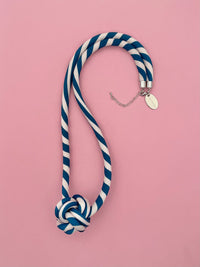 Collar Bola - rayado azul petróleo / crema