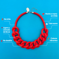collar cadena rojo de tela tipo gargantilla