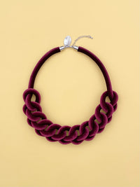 Collar Cadena - terciopelo burdeo