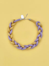 Collar Trenzado - mostaza/lila claro