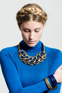Collar Cadena Doble - multicolor/burdeo