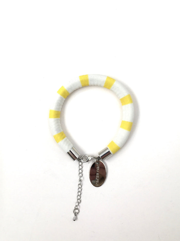 PULSERA SIMPLE rayas amarillo/blanco