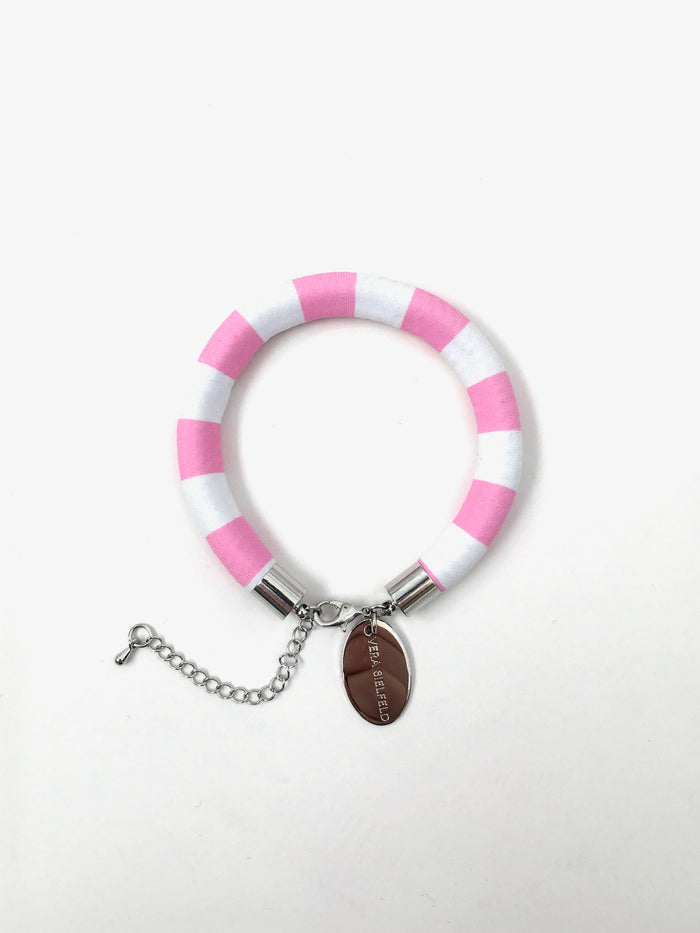PULSERA SIMPLE rayas rosado/blanco