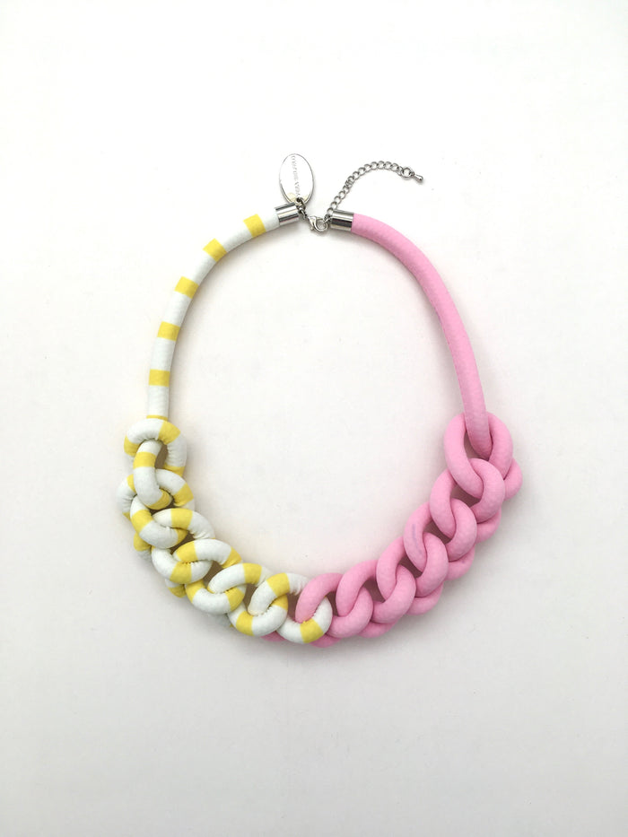 COLLAR CADENA rosado/amarillo