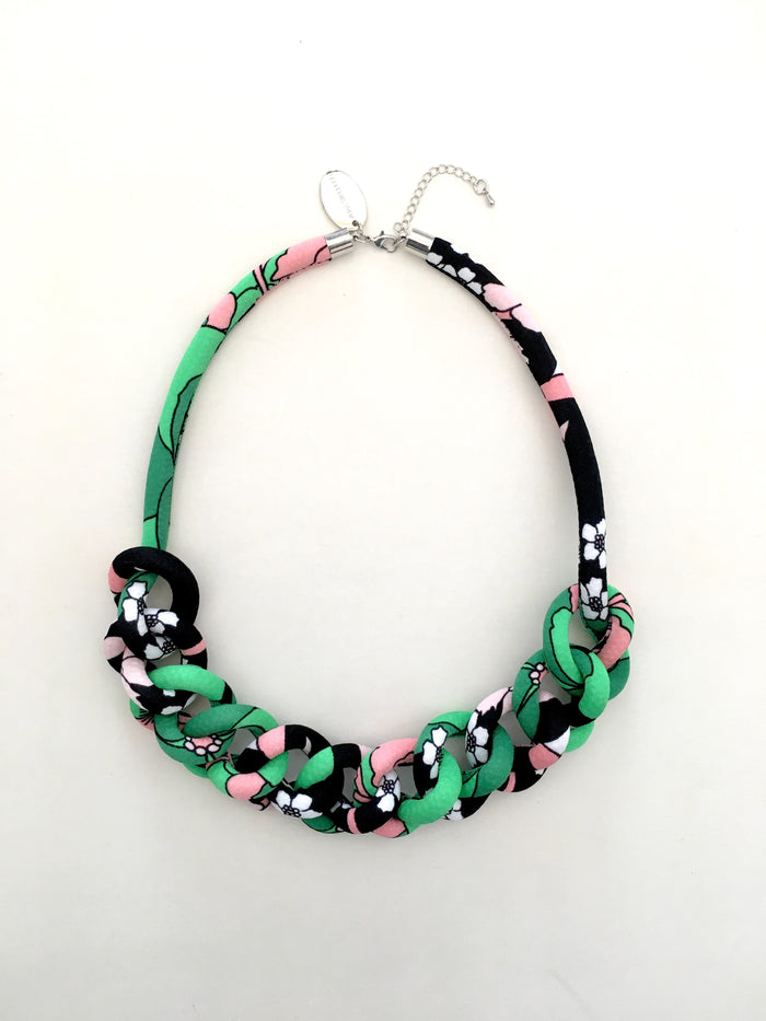 Collar Cadena mix verde/rosado/negro